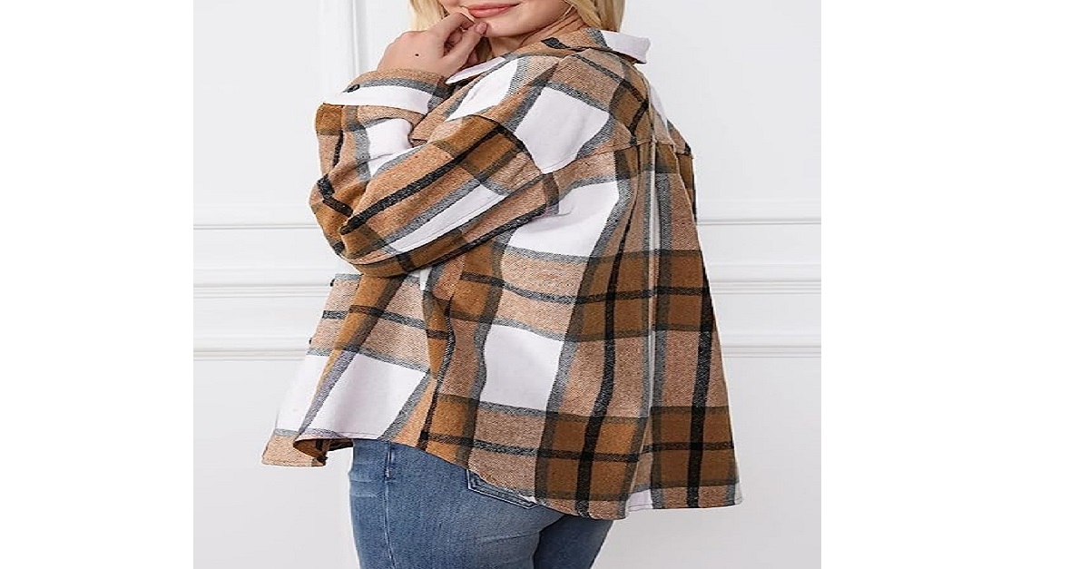 AUTOMET Womens Casual Plaid Shacket Button Down Long Sleeve Shirt